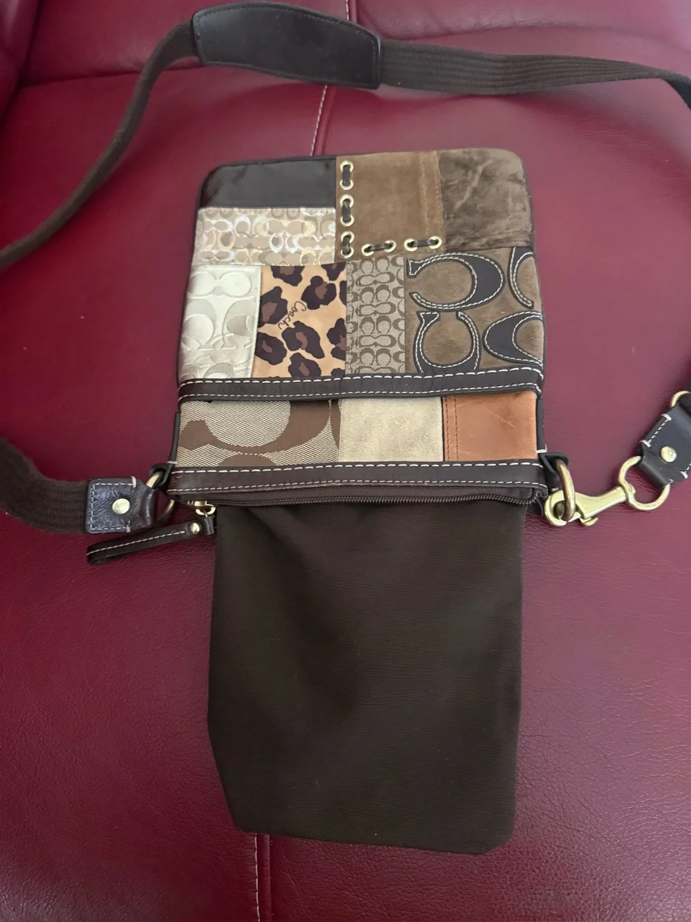 Coach Patchwork Animal Print Messenger Crossbody Bag Y2K